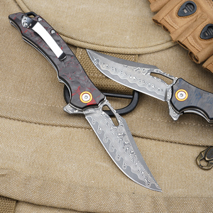 GT-DM026 Coltello Pieghevole Personalizzabile in Acciaio Damasco con Manico in Fibra di Carbonio Coltello Tattico - Product Image 5