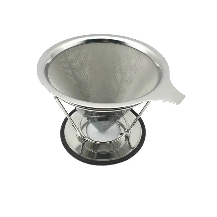 14 micron super fine able brewing 304 stainless steel paperless kone coffee filter strainer with stand