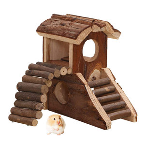 Maison de hamster Animal en bois rustique avec porte étui pour animaux de compagnie en bois avec fenêtre Hamster maison de <span class=keywords><strong>lapin</strong></span> en bois - Product Image 1
