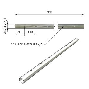A4-AISI 316 Tube en acier inoxydable satiné Ø 42.4X2.0 Trous aveugles Ø 12.25 Distance centrale 110 L 950mm GB Ligne de soudage ERW standard - Product Image 1