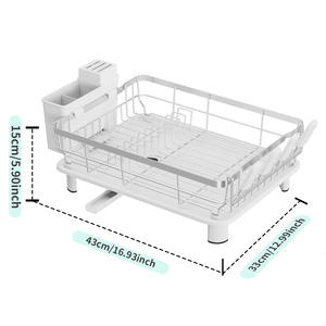 Égouttoir à serviettes en acier inoxydable sur pied, moderne, pour évier de cuisine, double niveau, non pliable, avec panier de drainage étanche - Product Image 3