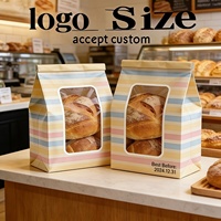Logo personnalisé d'usine Vente en gros d'emballage de pain croissant alimentaire anti-graisse biscuit beignet cravate en étain sac en papier kraft avec fenêtre transparente