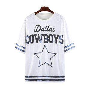 Camiseta Deportiva de los Dallas Cowboys en 10 Colores, Diseño de Leopardo, Informal, Tejida en Poliéster, para Mujer - Product Image 3
