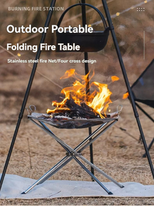 Foyer extérieur portable, poêle en acier pliable avec sac de transport pour le <span class=keywords><strong>camping</strong></span>, chauffage au bois, ustensiles de cuisine de <span class=keywords><strong>camping</strong></span> - Product Image 2