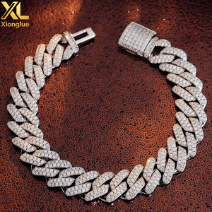Wholesale Price S925 Silver Rhodium Plated Luxury Iced Out D VVS Moissanite Cuban Chain Bracelet 6mm-15mm Women <b>Men</b> - Product Image 4
