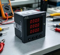 EASTSONG ES96-U3 96x96mm Voltmeter Digital Tiga Fasa AC 1000V LED Merah RS485 Modbus RTU Kelas 0.5 Meter Proteksi IP65