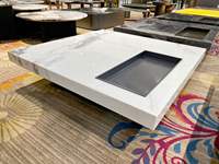 Table basse en quartz blanc - Combinaison carrée - Table basse en marbre - Salon luxueux et haut de gamme