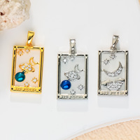 Pendentif Breloque Carte de Tarot Vintage Style Ins, Forme Carrée Étoile Lune, Composants de Bijoux DIY pour Colliers et Bracelets, Vente en Gros
