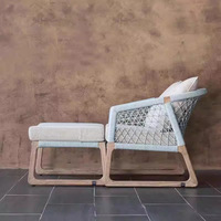 Ensemble de canapés d'extérieur en corde d'oléfine tressée, structure en aluminium, mobilier imperméable pour villa, patio, jardin, balcon