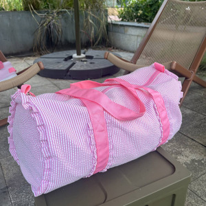 Mise à jour rose à volants Seersucker sac polochon filles danseur fourre-tout sacs de week-end pour <span class=keywords><strong>enfants</strong></span> sac de voyage léger DOM106-2898 - Product Image 2