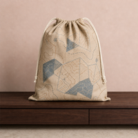 Pochette de voyage écologique en toile imprimée motif dessin animé pour femme, avec cordon de serrage, organiseur réutilisable pour bagues, broches et épingles à cheveux