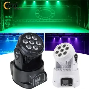 AOPU Strobe Light 7x10W RGBW 4in1 Color Mixing Mini Laser Stage Lighting LED Mini DMX LED Moving Head Beam Light For DJ Disco