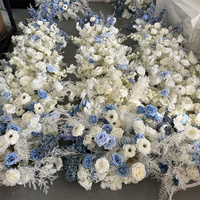 Vente d'usine IFG : Arches de fleurs en soie blanches et bleues en forme de corne pour décorations de mariage, de fêtes, de Noël et de Pâques