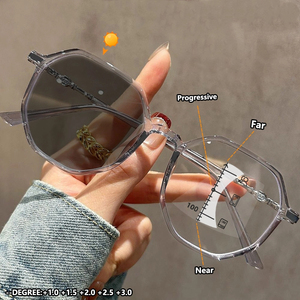 Gafas de lectura <span class=keywords><strong>multifocales</strong></span> progresivas fotocromáticas poligonales de estilo moderno con luz antiazul para hombres y mujeres - Product Image 1