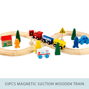 Juego de juguete de coche magnético de pista y riel de <span class=keywords><strong>madera</strong></span> Unisex, bloques de pista de tren pequeño para ensamblar juguetes educativos para niños con riel de <span class=keywords><strong>madera</strong></span> - Product Image 4