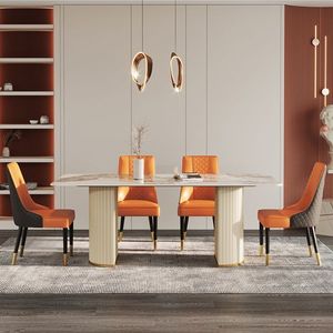 Muebles para el hogar, mesa rectangular de mármol, patas doradas y mesa de comedor de mármol, gran oferta, china - Product Image 5