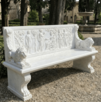 Tabouret Sculpté à la Main en Marbre Naturel de Style Européen Personnalisé avec Lion pour la Décoration de Jardin Extérieur