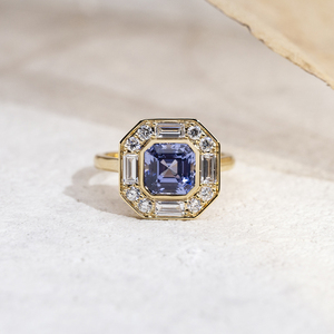 Anillo de compromiso Messi Jewelry MSR-1679 con diamante de laboratorio de corte Asscher de 18k - Product Image 5