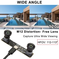 1200P 60FPS Cámara USB de doble lente 120 grados Sin distorsión Gran angular Obturador global Módulo de cámara USB para visión de robot