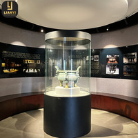 Vitrina de exhibición personalizada para museo, vitrinas acrílicas de aluminio para museo con zócalo