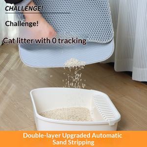 Tapis de litière pour chat extra large rectangulaire à <span class=keywords><strong>double</strong></span> couche anti-fuite, empêche le transport et les éclaboussures pour la litière des chats et des chiens - Product Image 3