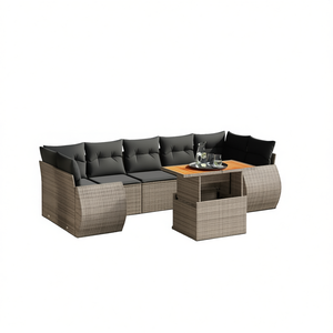 Conjunto de Sofás de Jardín de Ratán Gris, 6 Plazas, Muebles de Exterior Resistentes a la Intemperie, Diseño Contemporáneo - Product Image 1