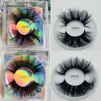 Cils en vison sibérien 3D spectaculaires de 25 mm, vente en gros, faits à la main, avec effet phosphorescent, auto-adhésifs, boîte carrée personnalisée, marque privée