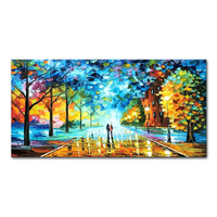 Peinture à l'huile 100% peinte à la main, moderne, colorée, abstraite, paysage urbain, sur toile, décoration intérieure