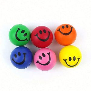 Balles anti-stress amusantes et colorées de 6,3 cm en forme de visage souriant, jouets sensoriels pour enfants en PU - Product Image 1
