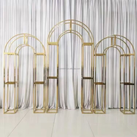 Arche dorée de fond de scène, ensemble de 3 pièces, support de bougie musulman islamique, fond de scène en métal, événements, fête, scène, décoration murale, arche pour scène, mariage