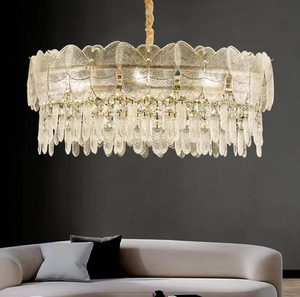 Zèle d'éclairage personnalisé hôtel villa pendentif lumières led design plafond suspendu rond moderne lustre en cristal - Product Image 1