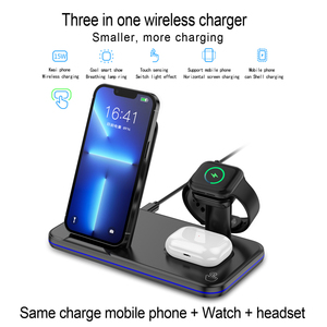 <span class=keywords><strong>Chargeur</strong></span> magnétique rapide 3 en 1 15W pour support de <span class=keywords><strong>chargeur</strong></span> sans fil certifié avec interrupteur tactile sensible à la lumière électrique - Product Image 3