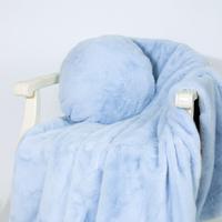 Plaid en fausse fourrure bleu douillet, très populaire, écologique, utilisable quatre saisons, lavable en machine, doux et chaud