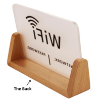 Panneau de signalisation WiFi en acrylique personnalisable, plaque de mot de passe WiFi effaçable avec support en bois pour café, B&B