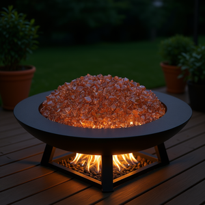 Piedras de vidrio de cobre para fuego, 10 lb, 1/4 pulgada, para mesa de fuego, calentador exterior, vidrio premium para chimenea - Product Image 2