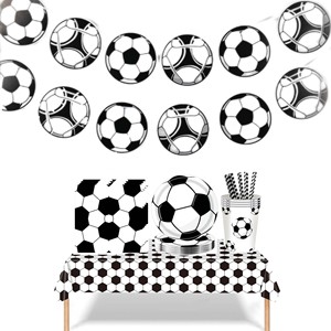 Kit <span class=keywords><strong>de</strong></span> fournitures pour fête <span class=keywords><strong>de</strong></span> football avec nappe, assiettes <span class=keywords><strong>en</strong></span> <span class=keywords><strong>papier</strong></span>, gobelets, serviettes, ensemble <span class=keywords><strong>de</strong></span> vaisselle pour la décoration d'une fête sur le thème du football pour <span class=keywords><strong>un</strong></span> anniversaire - Product Image 5