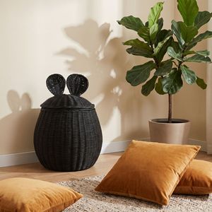 Cesta de Almacenamiento de Ratán Natural Tejida a Mano con Tapa de Orejas de Conejo, Contenedor Tejido con Forma de Animal para Decoración del Hogar o Cuarto de Niños - Product Image 3