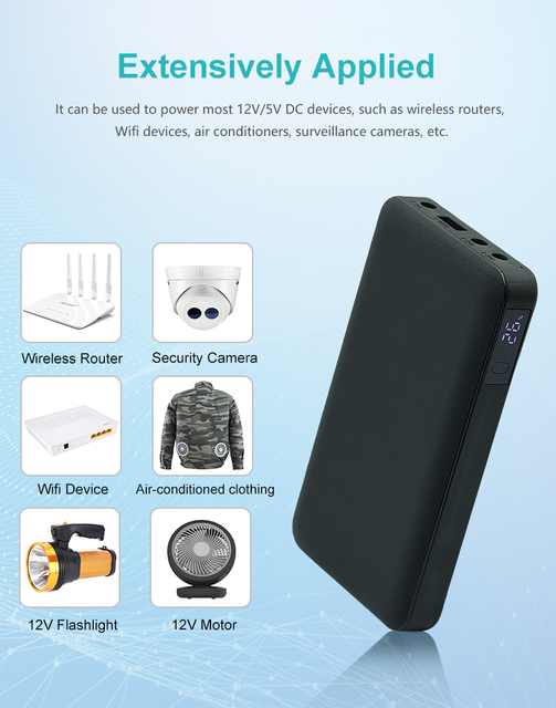 12V DC Power Banks 10000mAh Mini Ups Power Bank  UPS Function 10000MAH Laptop Power Bank Supports 12V and 5V Output