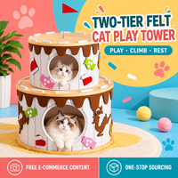 Tour de jeu pour chat en plastique de luxe à hauteur réglable, design multi-niveaux à deux étages, base antidérapante durable, plateforme d'activités pour l'intérieur