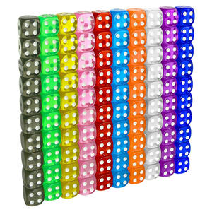 Dados redondeados transparentes de 16mm para juegos, paquete de 100 piezas con 10 colores y bolsa de terciopelo, tamiz para dados - Product Image 1