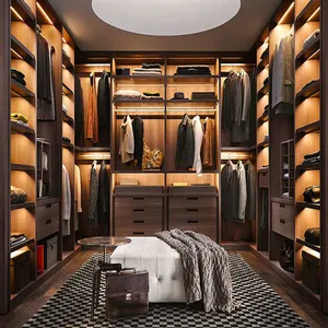 高端衣服步行橱柜衣柜衣柜壁橱系统家具设计定制豪华卧室大木走在衣柜里