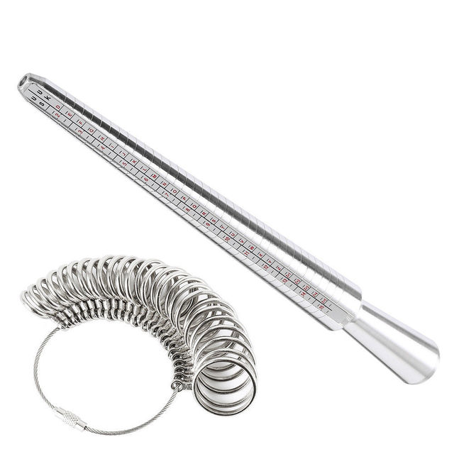 Ring Sizer Measuring Tool Sizing Set Metal Mandrel Gauge US Size 1-15 Jewelry Sizers Kit Made in China