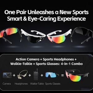 Lunettes intelligentes AI OEM avec caméra, vente en gros, hommes et femmes, extérieur, jour et <span class=keywords><strong>nuit</strong></span>, randonnée en <span class=keywords><strong>montagne</strong></span>, lunettes de sport coupe-vent, lunettes de vélo - Product Image 3
