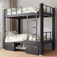 Langlebiges Doppelstockbett aus Eisen mit Stahlrahmen, Hoch-Tief-Design, Queen-Size für Studenten- und Mitarbeiterwohnheime, Modernes Design