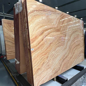 Мраморные плиты BYT010 из радужного травертина, современная настенная плитка для ванной, шлифованная поверхность, столешница для кофейного столика, розовая травертиновая плита - Product Image 1