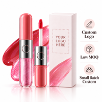 RTS Rouge à lèvres et brillant à lèvres double embout 5+5ml 2-en-1 Velours Mat Scintillant 4 Teintes Faible MOQ 2 pièces Vente en gros Logo personnalisé