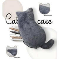 Trousse à crayons en peluche chat Kawaii, pochette douce et moelleuse en forme de chat, grande capacité pour étudiants, fournitures scolaires, cadeau, vente en gros