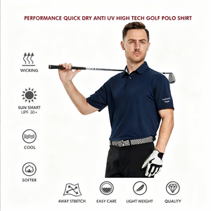 Chemise de golf pour hommes à manches courtes, polos de golf à séchage rapide, polos personnalisés, impression de logo - Product Image 4