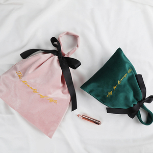 New Luxury Custom Embroidered Logo Velvet Drawstring <b>Dust</b> <b>Bags</b> Cosmetics Storage Velvet Makeup <b>Bag</b> Small Jewelry Velvet Pouch - Product Image 3
