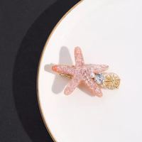 Pinces à cheveux en alliage avec perles, pinces à cheveux en acrylique, modèle étoile de mer, pour filles, coquillage, accessoires pour coiffure, couvre-chef de plage, nouvelle collection